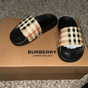 Authentic Burberry
Kid's Mini Furley Check Slide Sandals, Toddler/Kids